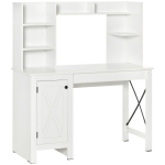 HOMCOM Farmhouse Computer Desk with Hutch and Cabinet, Home office Desk with Storage, White