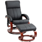HOMCOM Recliner Chair with Ottoman, Electric Faux Leather Recliner with 10 Vibration Points and 5 Massage Mode, Reclining Chair with Remote Control, Swivel Wood Base and Side Pocket, Black