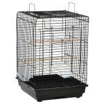 PawHut 23" Bird Cage Flight Parrot House, Cockatiels Playpen with Open Play Top and Feeding Bowl Perch Pet Furniture, Black