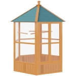 PawHut Large Wooden Aviary Flight Bird Cage With Covered Roof Outdoor Wood Aviary
