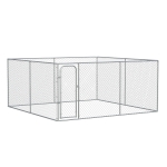PawHut Outdoor Dog Kennel, Galvanized Chain Link Fence Heavy Duty Pet Run House, Chicken Coop with Secure Lock Mesh Sidewalls for Backyard Garden, Silver