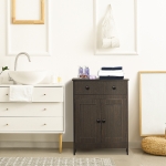 HOMCOM Modern Storage Cabinet Side Cupboard with Drawer and Adjustable Shelf for Living Room, Bedroom, Hallway, Brown