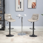 HOMCOM Adjustable Bar Stools Set of 2, Modern Kitchen Stools, 360 Degree Swivel Bar Height Chairs in PU Leather with Footrest, Grey