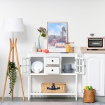 HOMCOM Modern Sideboard Buffet Cabinet, Kitchen Storage Cabinet with 2 Drawers, Bottom Shelf, Glass Doors for Living Room, Hallway, White