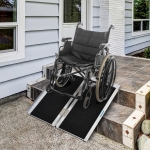 HOMCOM 2ft Wheelchair Ramp Scooter Mobility Non-skid Portable Single Fold Lightweight Aluminum