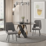 HOMCOM Modern Dining Chairs Upholstered Linen-Touch Fabric Armless Accent Chairs, Set of 2 with Steel Legs, Grey