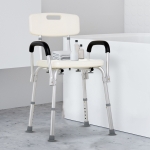 HOMCOM Adjustable Medical Shower Chair Bathtub Bench Bath Seat with Arms and Backrest