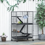PawHut 4-Tier Rolling Small Animal Cage with Platform, Hammock and Ramps