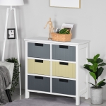 HOMCOM 6 Drawer Double Dresser with Wood Top for Closets Bedroom Nursery Room Hallway, Multi-Colored