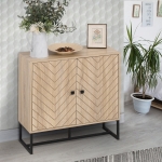 HOMCOM Mid Century Modern Sideboard Storage Cabinet Organizer with Shelf Metal Base
