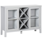 HOMCOM Modern Kitchen Sideboard, Buffet Table with Removable Wine Rack, Tempered Glass Door Cabinet and Adjustable Shelves, Grey