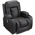 HOMCOM Luxury Faux Leather Heated Vibrating 8 Point Massage Recliner Chair with 360 Swivel and Remote, Dark Brown