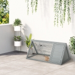 PawHut 46" x 25" Wooden A-Frame Outdoor Rabbit Cage Small Animal Hutch with Outside Run & Ventilating Wire, Grey