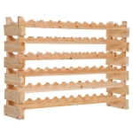 HOMCOM Stackable Wine Rack, Modular Storage Shelves, 72-Bottle Holder, Freestanding Display Rack for Kitchen, Pantry, Cellar, Natural Wood