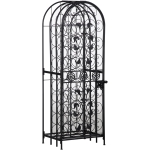 HOMCOM 45-Bottle Modern Wine Organizer Decorative Portable Wrought Iron Wine Rack Jail, Black
