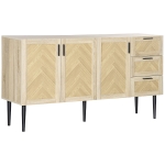 HOMCOM 61.5"L Buffet Cabinet, Rustic Sideboard with Storage Cabinets, Drawers and Adjustable Shelves for Living Room, Dining Room, Kitchen, Oak