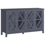 HOMCOM Kitchen Sideboard, Tempered Glass Door Buffet Cabinet with Adjustable Storage Shelf, Grey