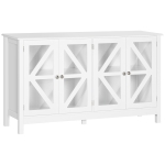 HOMCOM Kitchen Sideboard, Tempered Glass Door Buffet Cabinet with Adjustable Storage Shelf, White