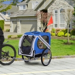 PawHut Dog Bike Trailer Pet Cart Bicycle Wagon Cargo Carrier Attachment Foldable for Travel, White