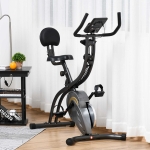 Soozier Magnetic Resistance Bike, Foldable Recumbent Exercise Bike Stationary, 16 Level Adjustable Resistance Cardio Workout Cycling, with Arm Resistance Bands, LCD Monitor, Grey