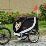 Aosom Dog Bike Trailer Foldable Pet Cart Bicycle Wagon Cargo Carrier Attachment for Travel with Safety Anchor, Black