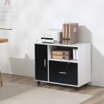 HOMCOM Rolling Office File Cabinet with Drawer for Legal Letter Sized Hanging Files Printer Stand with Shelf Wooden Documents Storage Chest for Home Office