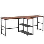 HOMCOM 83'' Two Person Desk w/ Storage Shelves, Computer Office Double Desk, Writing Table