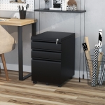 Vinsetto Metal Filing Cabinet with 3 Drawers, Vertical File Cabinet with Lock, Mobile Office Cabinet with Wheels for Legal, Letter, A4 Files, Black