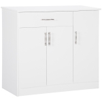 HOMCOM Modern Kitchen Sideboard, Buffet Table with Drawer, Double Door Cabinet and Adjustable Shelves, White