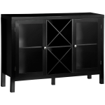 HOMCOM Modern Kitchen Sideboard, Buffet Table with Removable Wine Rack, Tempered Glass Door Cabinet and Adjustable Shelves, Black