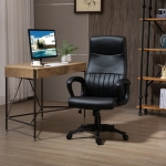 Vinsetto High Back Office Chair Swivel Executive PVC Leather Ergonomic Chair, Adjustable Height, Black
