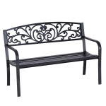Outsunny 50" Cast Iron Blossoming Garden Decorative Patio Park Bench