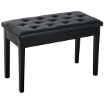HOMCOM Traditional Country Birchwood Faux Leather Padded 2 Person Piano Bench, Black