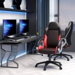 Vinsetto Faux Leather Office Chair Diamond Line High-Back Rocker Swivel Computer Desk Chair with Wheels