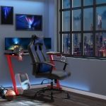 Vinsetto Office Chair High Back Racing Style Gaming Chair Adjustable PU Leather Swivel Computer Task Seat with Lumbar Support and Pillow Blue
