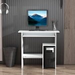 HOMCOM Compact Computer Desk with Keyboard Tray, Storage Shelf & CPU Stand for Home Office White
