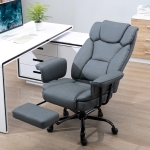 Vinsetto Racing Office Chair with High Back Computer Desk Chair Imitation Cloth PU Leather Padded Executive and Ergonomic Swivel Recliner with Footrest, Grey