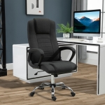Vinsetto High Back Office Chair 360° Swivel Chair Adjustable Height Tilt Function Linen Black Grey