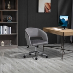 Vinsetto Leisure Office Chair Velvet Fabric Swivel Moon Shape Computer Desk Chair Study with Wheels Grey