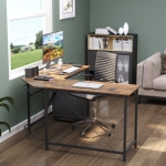 HOMCOM L-Shaped Computer Desk, 59" Corner Table for PC with CPU Holder Stand, Industrial Writing Workstation for Home Office, Study, Dorm, Rustic Brown