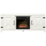 HOMCOM Electric Fireplace TV Stand for TV's up to 60" Flat Screen, Living Room Media Entertainment Console with Doors, Adjustable Storage Shelves, White