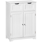 kleankin Freestanding Bathroom Storage Cabinet, Floor Cupboard with 2 Drawers, Adjustable Shelf, White