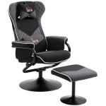 HOMCOM Recliner Chair with Ottoman, Velvet Upholstered Video Gaming Chair, Racing Styled Swivel Recliner with Footrest, Headrest and Lumbar Support, Grey and Black