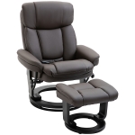 HOMCOM PU Leather Massage Recliner Chair with Ottoman, 10 Point Vibration Swiveling Armchair, Brown
