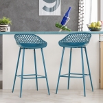 HOMCOM Set of 2 Vintage Metal Bar Stool with Back Rest Counter Stools with Footrest