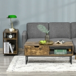 HOMCOM Industrial Coffee Table, Center Table with Drawer and Open Storage Compartment, Steel Legs, for Living Room, Rustic Brown