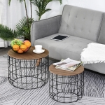 HOMCOM 2 Piece Coffee Table Set with a Retro Industrial Style, Extra Storage Space Underneath, & Multipurpose Use, for Living Room, Dining Room, Office