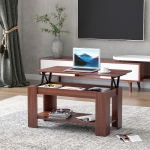 HOMCOM Modern Lift Top Coffee Table, Convertible Center Table with Hidden Storage Compartment and Storage Shelf for Living Room