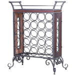 HOMCOM 25 Bottle Horizontal Free Standing Wine Rack Stand Wood and Metal, Black