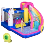 Outsunny Bounce Castle, Inflatable Trampoline with Water Slide Pool Climb 11.3' x 9.8' x 6.9'